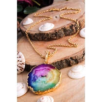 14K Gold-Plated Bronze & Tourmaline Natural Stone