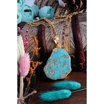 14K Gold-Plated Bronze & Tourmaline Natural Stone