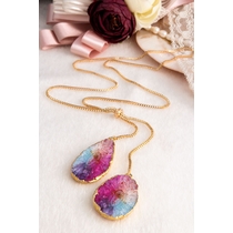 14K Gold-Plated Bronze & Tourmaline Natural Stone