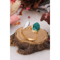 14K Gold-Plated Bronze & Pearl & Druzy