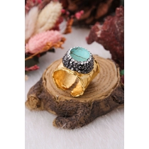 14K Gold-Plated Bronze & Turquoise