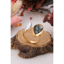 14K Gold-Plated Bronze &Pearl & Labradorite