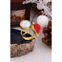 Coral & Pearl Ring