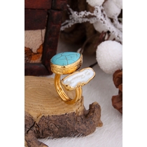 Turquoise & Pearl Ring