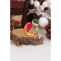 Coral & Malahite Ring