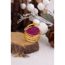 Pearl & Druzy Quartz Ring