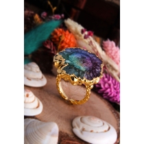 14K Gold-Plated Bronze & Tourmaline Natural Stone