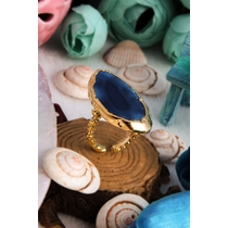 14K Gold-Plated Bronze & Agate  Natural Stone