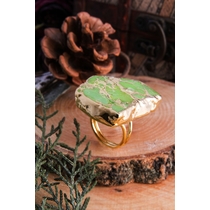 14K Gold-Plated Bronze & Varasit Natural Stone