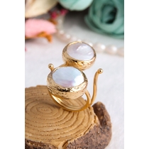 14K Gold Plated & Brass Material & Pearl 