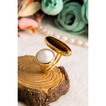 14K Gold-Plated Bronze & Pearl & Tiger Eyes