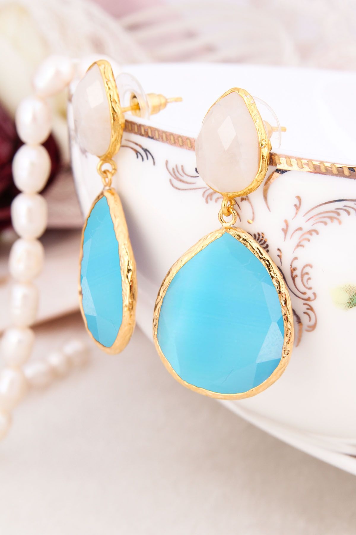 Moonstone & Zircon Earring